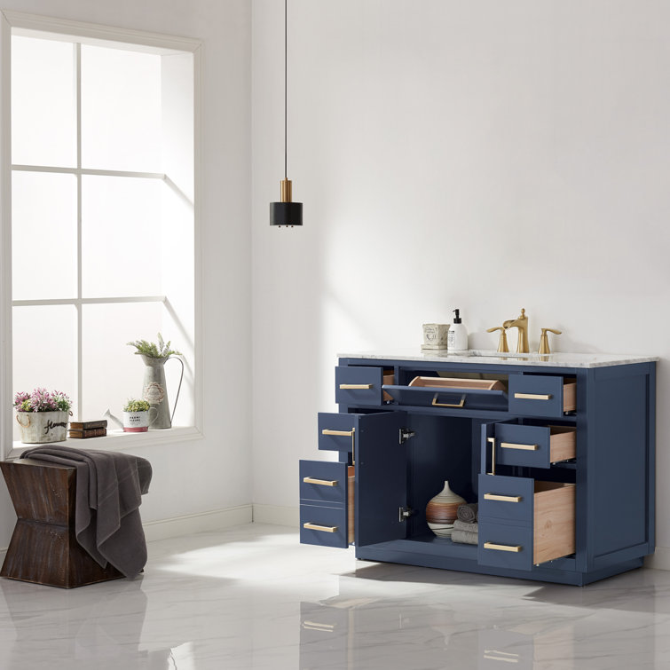 Royal Blue 47.2" Single Bathroom Vanity Cabinet with Gold Handles