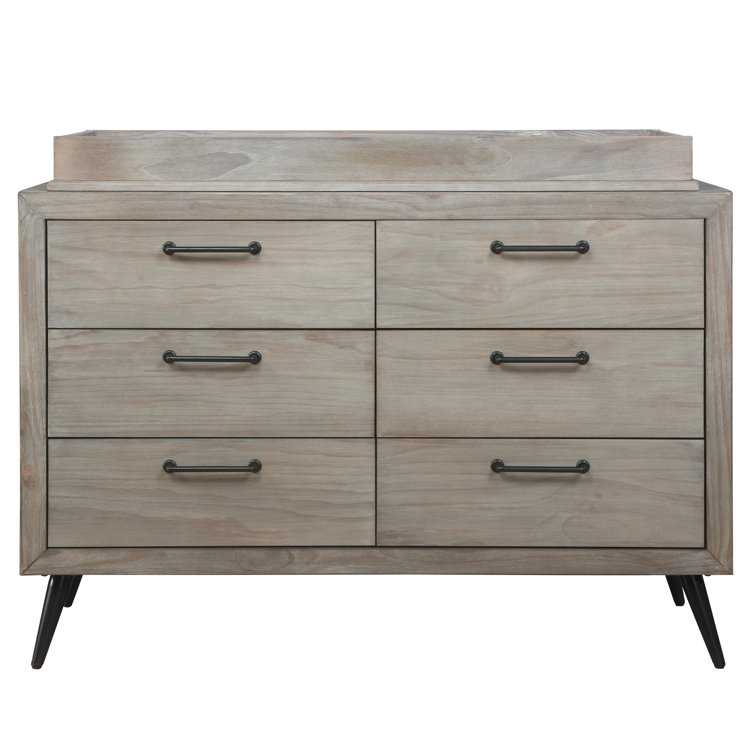 Windsor Oak Gray Mid-Century Double Dresser with Dovetail Drawers
