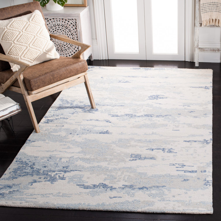Ivory Elegance Abstract Wool Round Rug - 2' Diameter