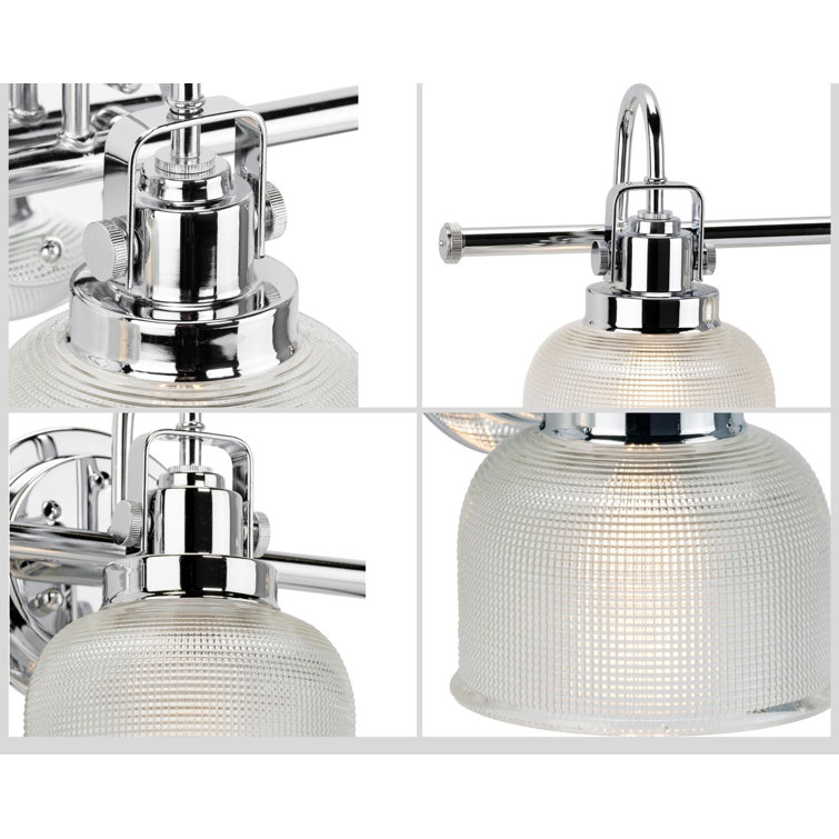 Archie Polished Chrome 3-Light Bath Vanity Fixture with Prismatic Glass Shades