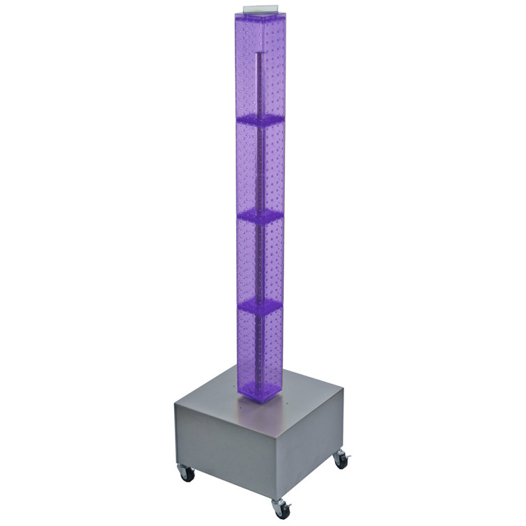 Purple 60" Pegboard Display Tower with Revolving Metal Base