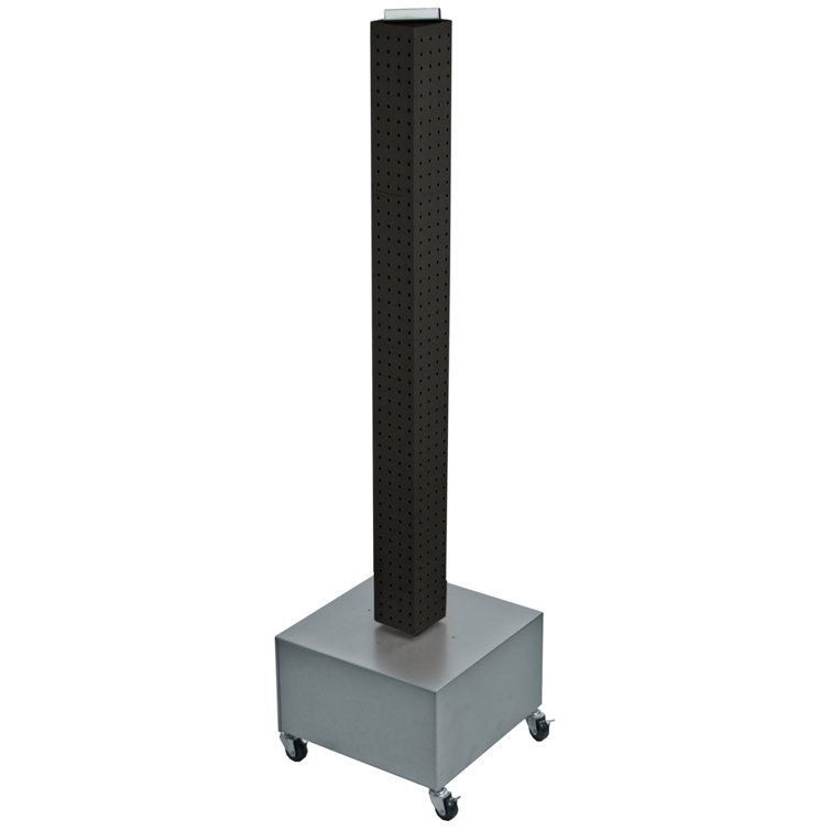 Black Metal Pegboard Tower Floor Display with Revolving Base