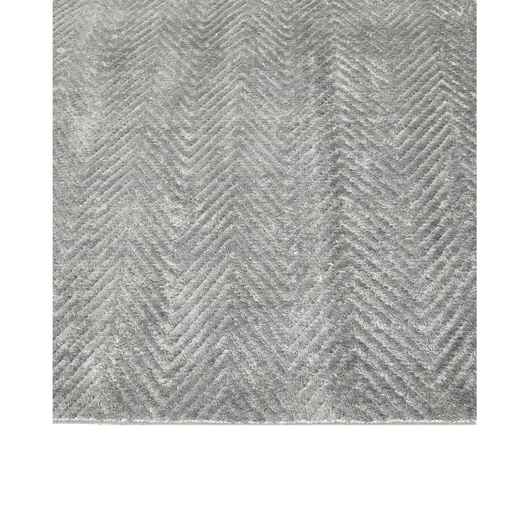 Charcoal Herringbone Hand-Knotted Viscose 8' x 10' Area Rug