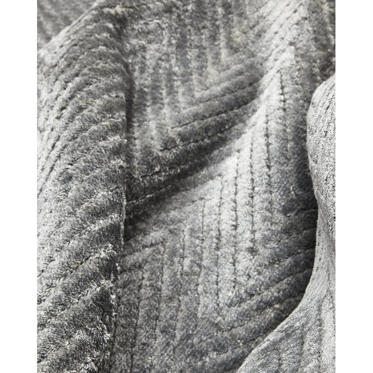 Charcoal Herringbone Hand-Knotted Viscose 8' x 10' Area Rug