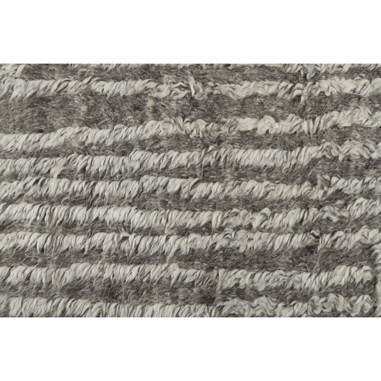 Anders Gray Geometric Wool Shag Area Rug