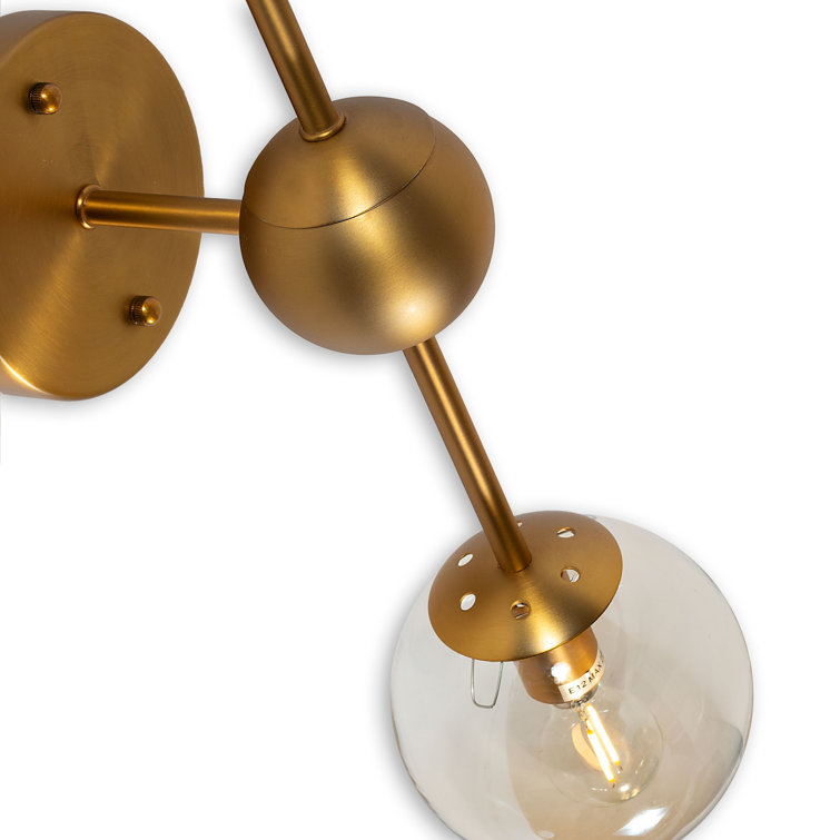 Gold Metal Double Globe Glass Sconce with Clear Shades