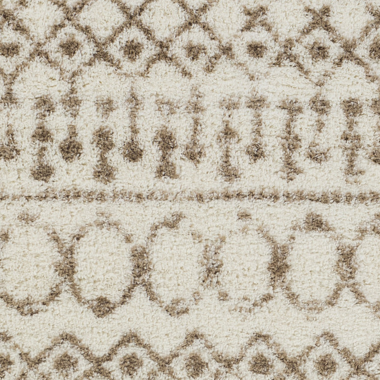 Gray and Cream Plush Polyester Rectangular Area Rug