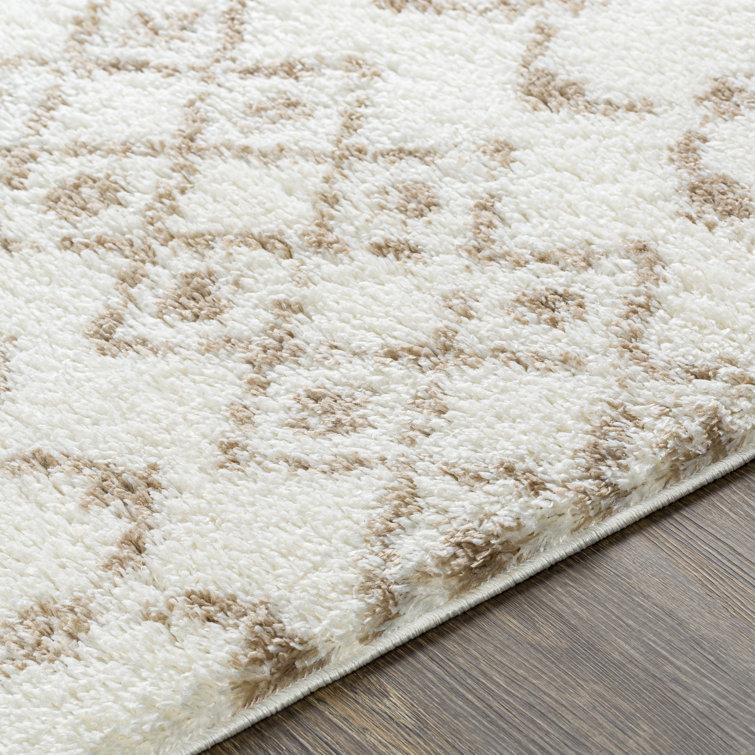 Gray and Cream Plush Polyester Rectangular Area Rug