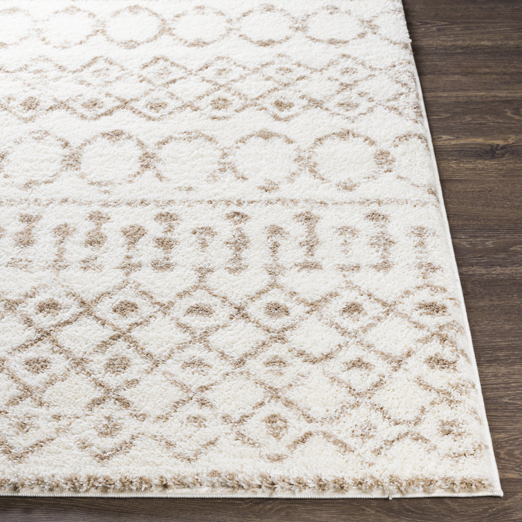 Gray and Cream Plush Polyester Rectangular Area Rug