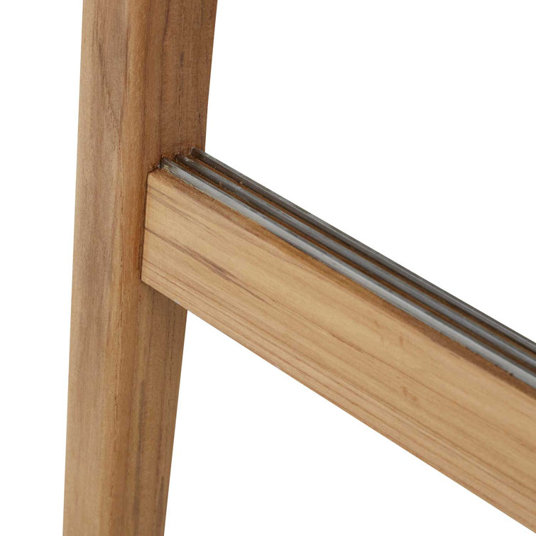 Natural Teak Backless Outdoor Bar Stool with Canvas Seat