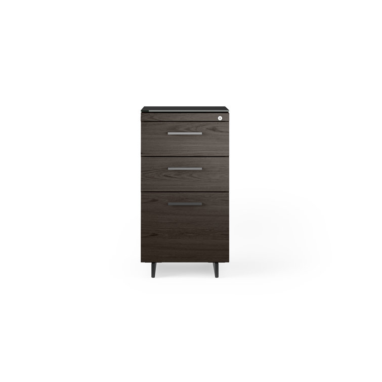 Charcoal Stained Ash and Black 3-Drawer Lockable File Cabinet