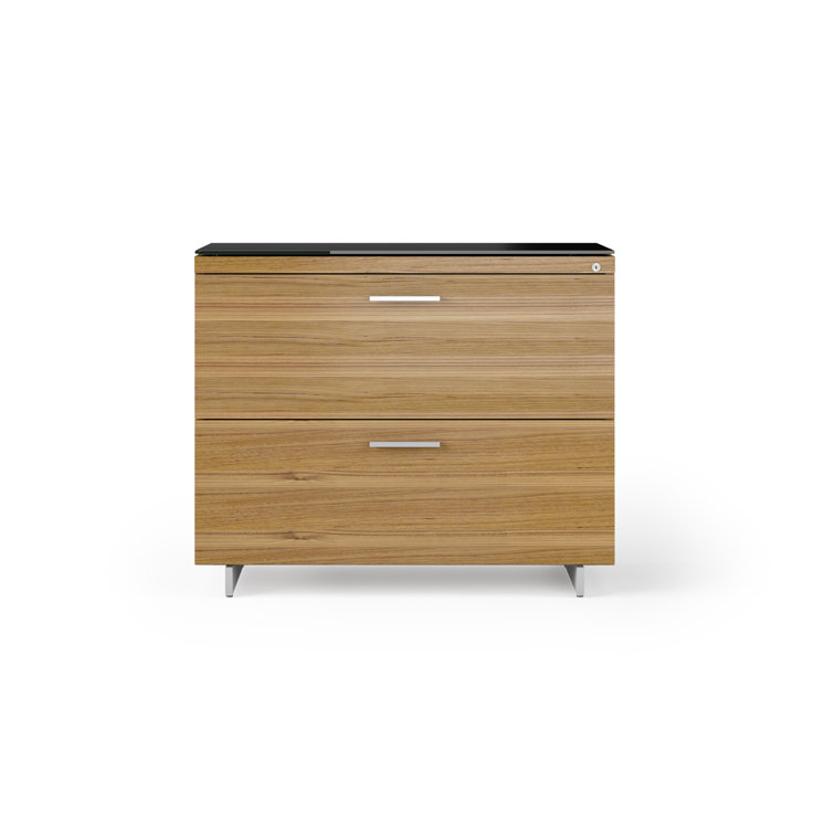 Natural Walnut and Satin Nickel 2-Drawer Lockable File Cabinet
