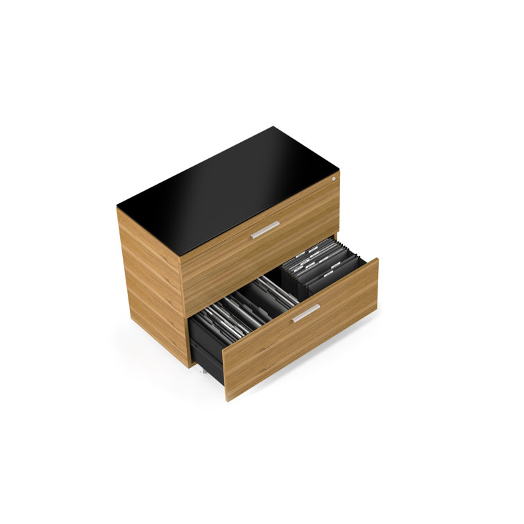 Natural Walnut and Satin Nickel 2-Drawer Lockable File Cabinet
