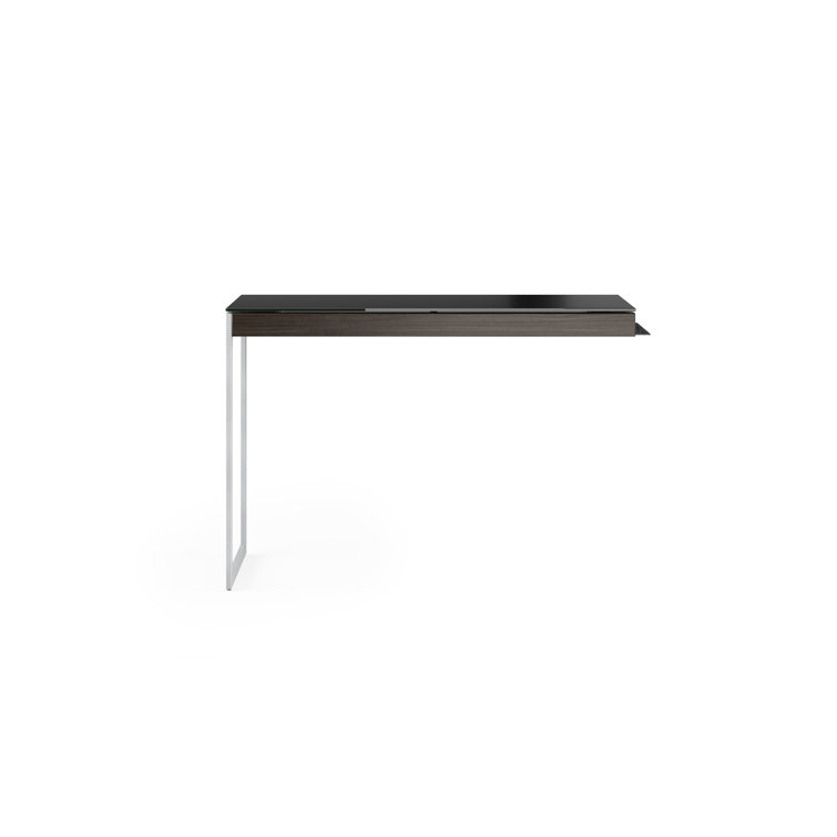 Charcoal Stained Ash and Satin Nickel Desk Return with Drawer