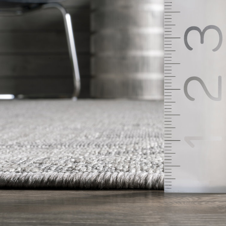 Modern Boho Light Grey Square Synthetic Indoor/Outdoor Rug
