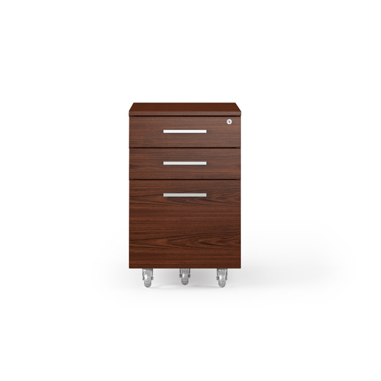 Chocolate Walnut 3-Drawer Lockable Mobile File Cabinet