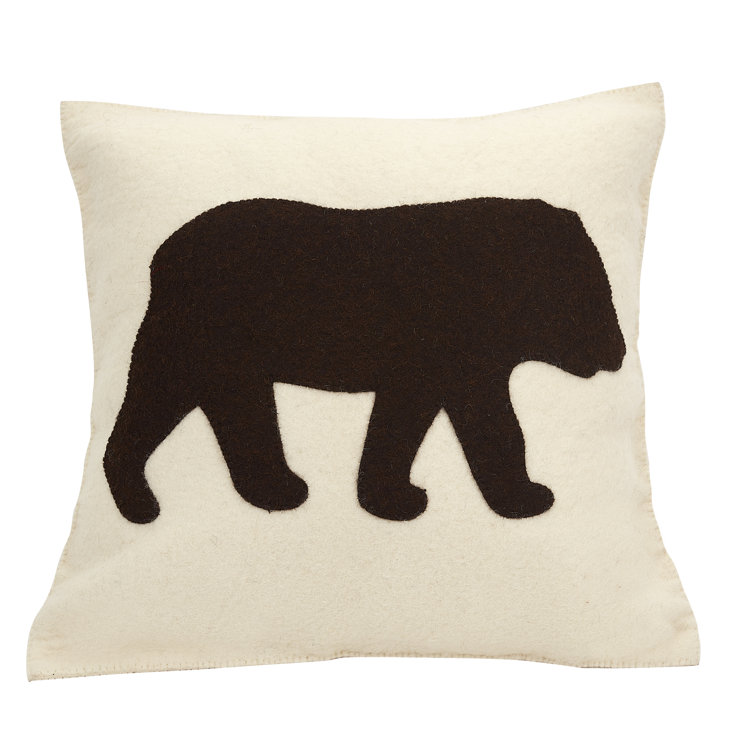 Hand Felted Wool Bear Silhouette Throw Pillow