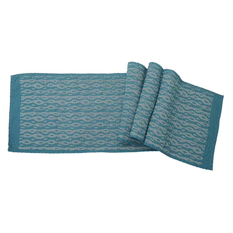 Blue Ocean Geometric Hand-Loomed Cotton Table Runner