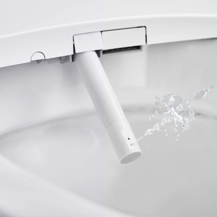 Elongated White Ceramic Dual Flush Smart Bidet Toilet