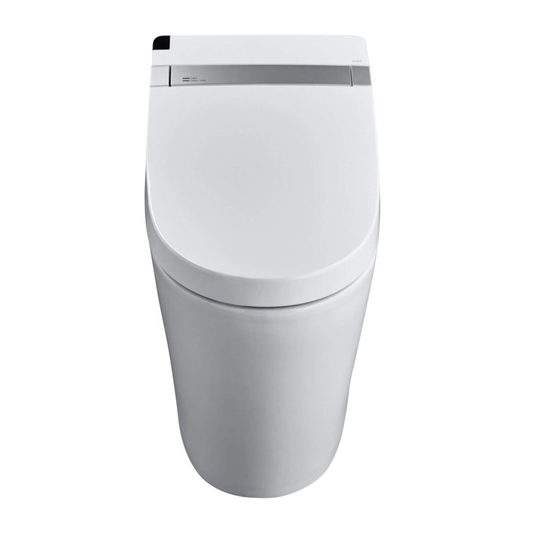 Elongated White Ceramic Dual Flush Smart Bidet Toilet