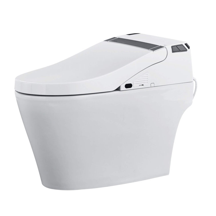 Elongated White Ceramic Dual Flush Smart Bidet Toilet