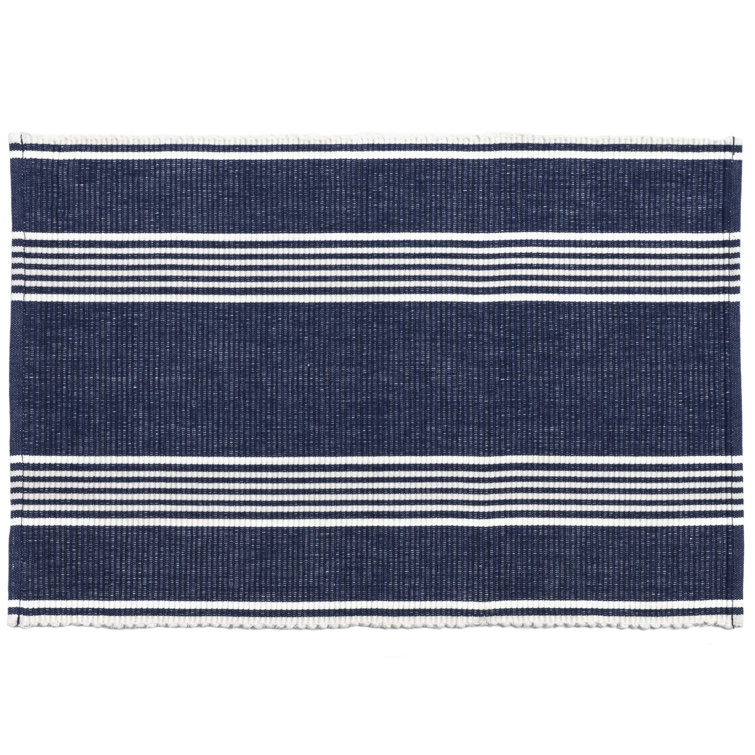 Indigo and White Cotton Bistro Stripe Placemat Set of 4