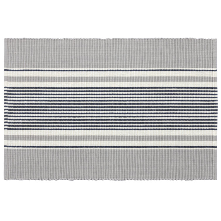 Gunner Stripe Gray and White Cotton Placemat Set of 4