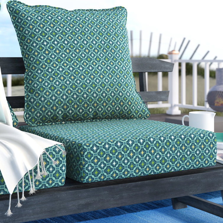Clark Blue Outdoor Deep Seat Cushion Set with Medallion Pattern