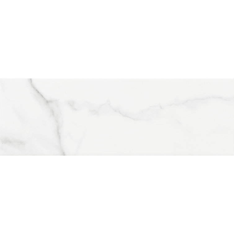 Belmar 4x12 White and Beige Ceramic Marble Look Tile