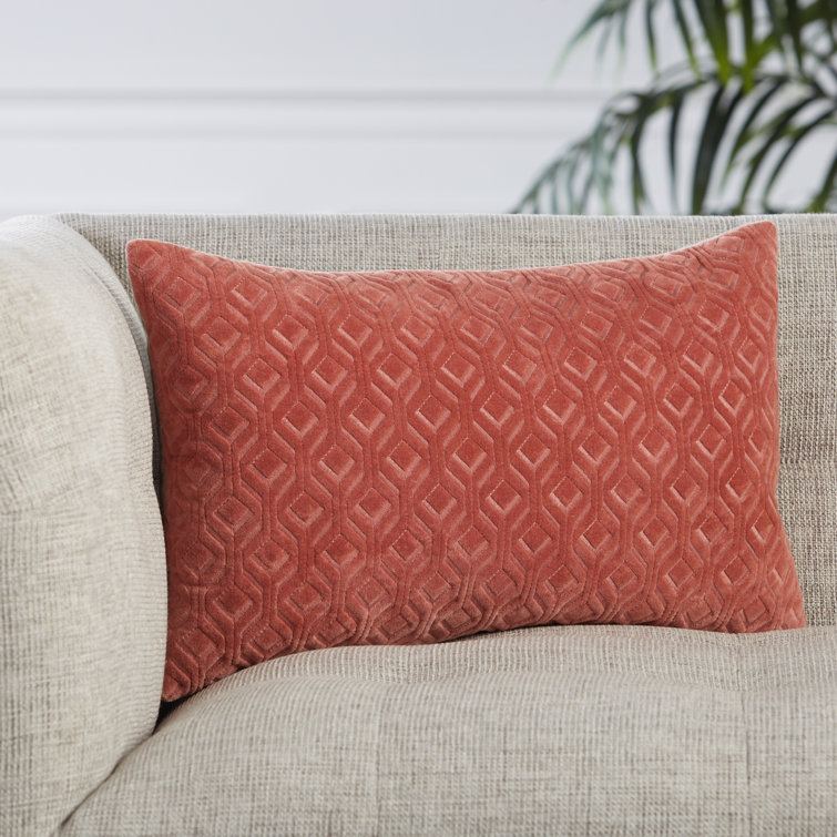 Ryans 21''x13'' Embroidered Cotton Lumbar Throw Pillow in Dark Pink