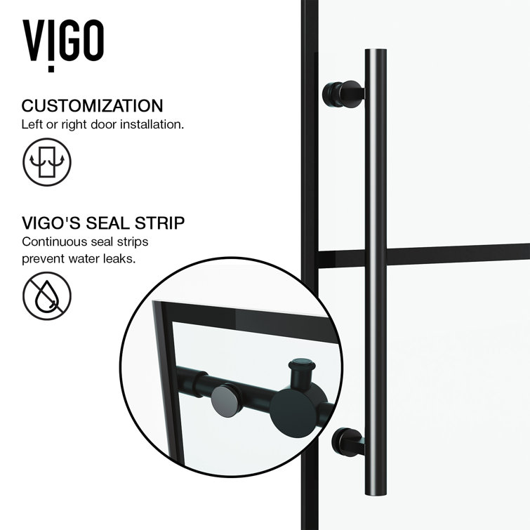 Elan 56-60" Matte Black Frameless Sliding Shower Door with Clear Glass