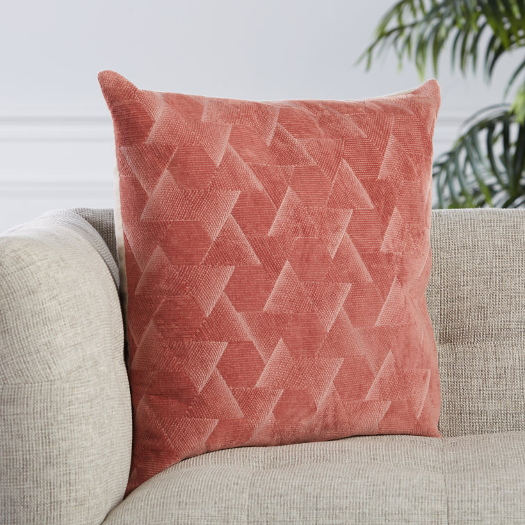 Dark Pink Embroidered Cotton Velvet Throw Pillow Set