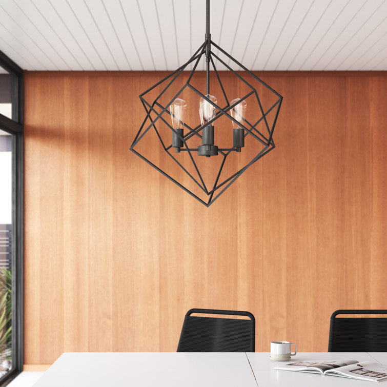 Rad Geometric Nested Cube 4-Light Chandelier in Warm Pewter