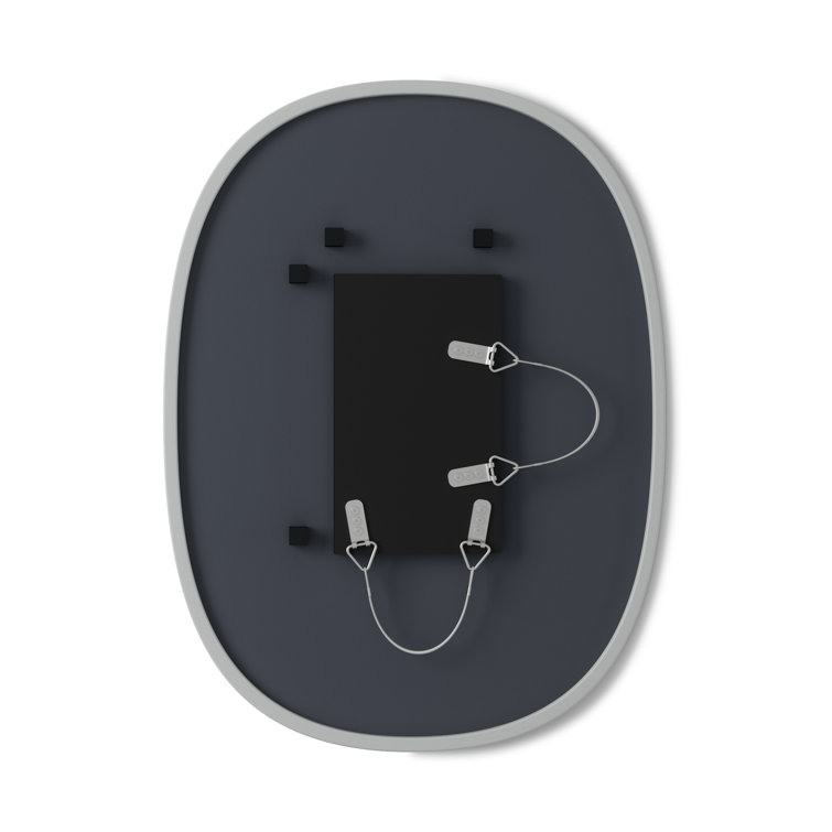 Modern Hub Oval Full-Length Wall Mirror with Grey Rubber Edge 38"x26"