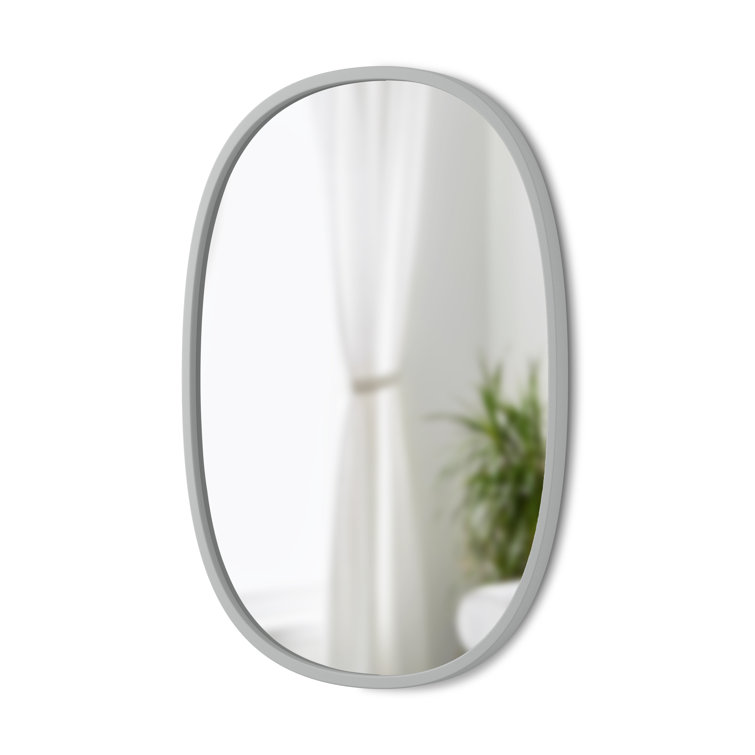Sleek Modern Oval Hub Wall Mirror 18"x24" in Black