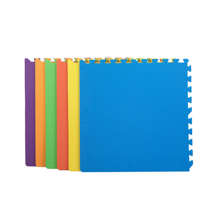 Rainbow Interlocking Foam Kids Play Mat, 24 Tiles