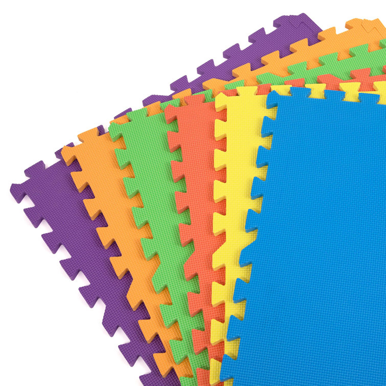 Rainbow Interlocking Foam Kids Play Mat, 24 Tiles