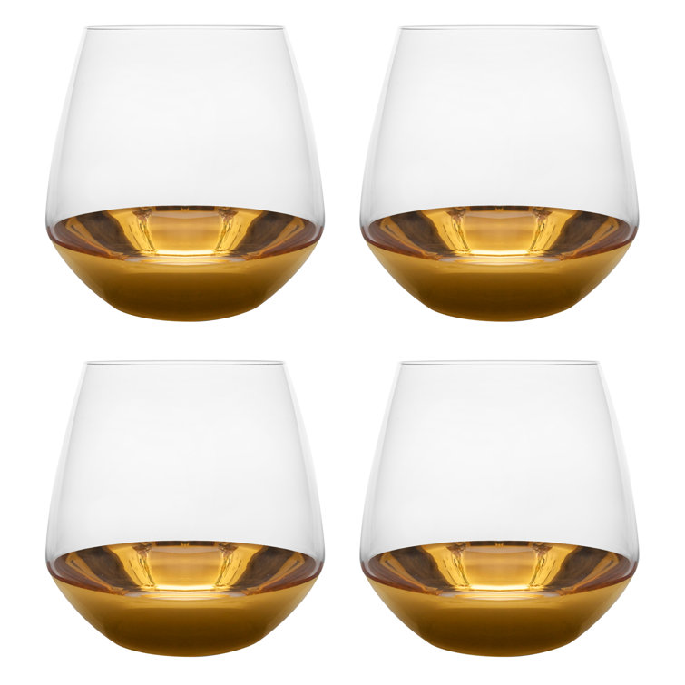 Barski 10.5oz Handmade Glass Tumblers with 24K Gold Bottom (Set of 4)