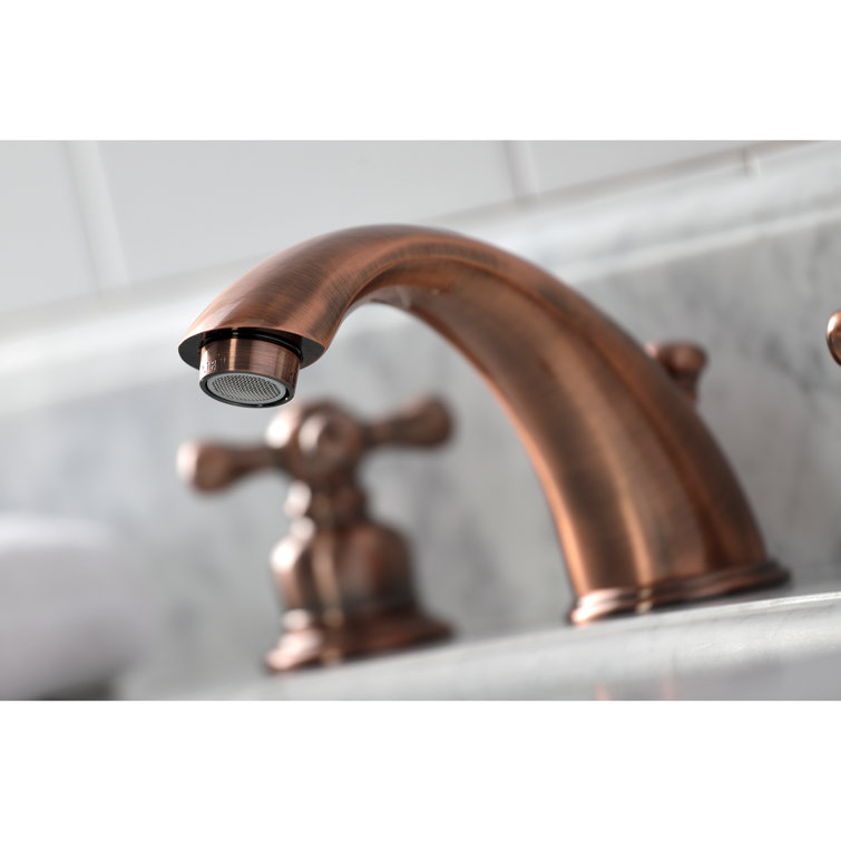 Antique Copper Brass Widespread Bathroom Faucet with Cross Handles