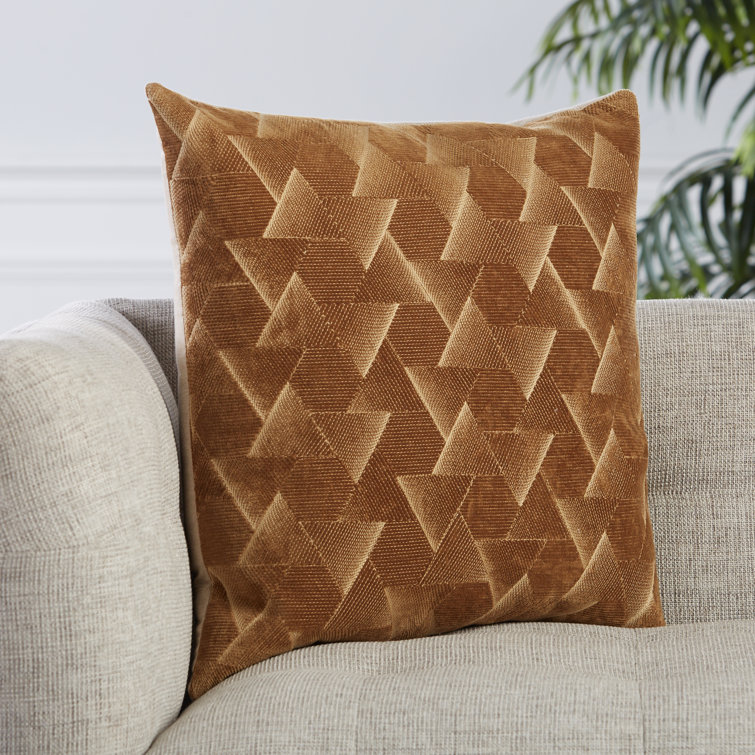 Gretchen Embroidered Brown Cotton 22" Square Throw Pillow Set