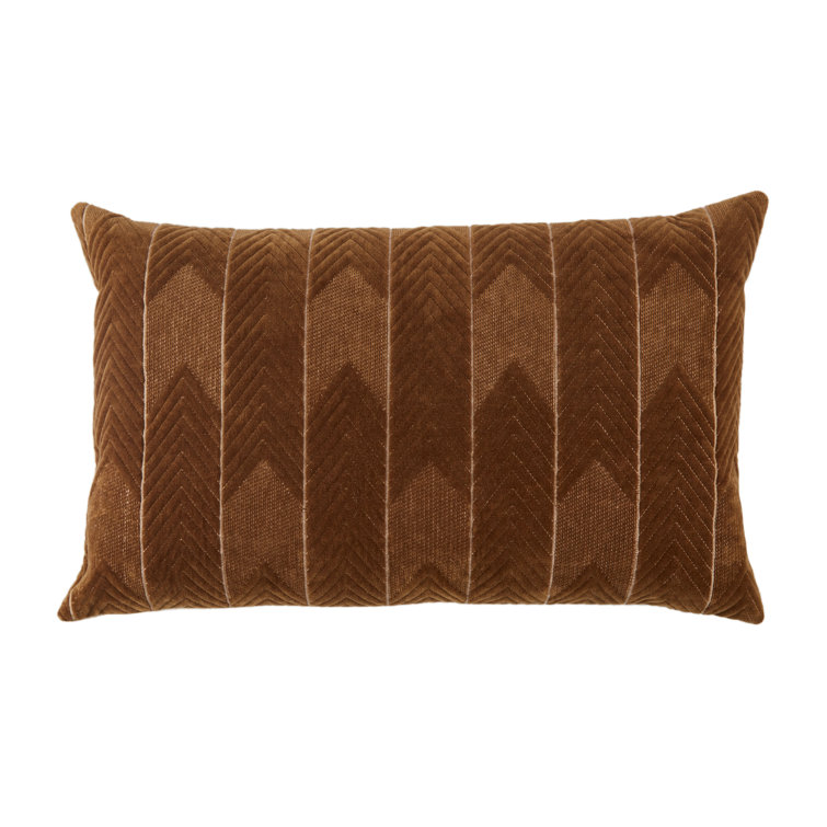 Floretta Chevron Embroidered Cotton Velvet Lumbar Pillow