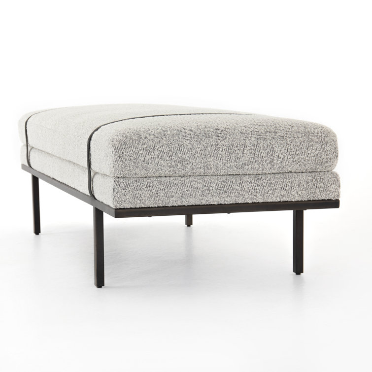 Harris 60'' Black Iron and Top Grain Leather Accent Bench