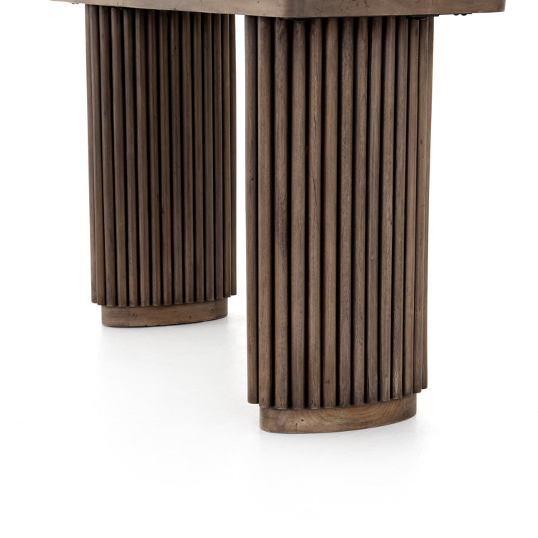 Ashen Brown Reclaimed Wood Console Table with Pedestal Legs