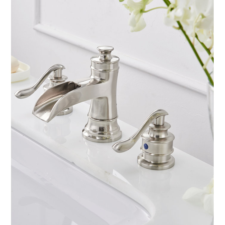 Brushed Nickel Waterfall Single-Handle Bathroom Faucet with Drain Assembly