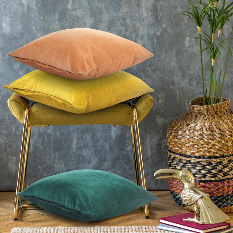 Pine Green Velvet Cotton 20" Square Throw Pillow
