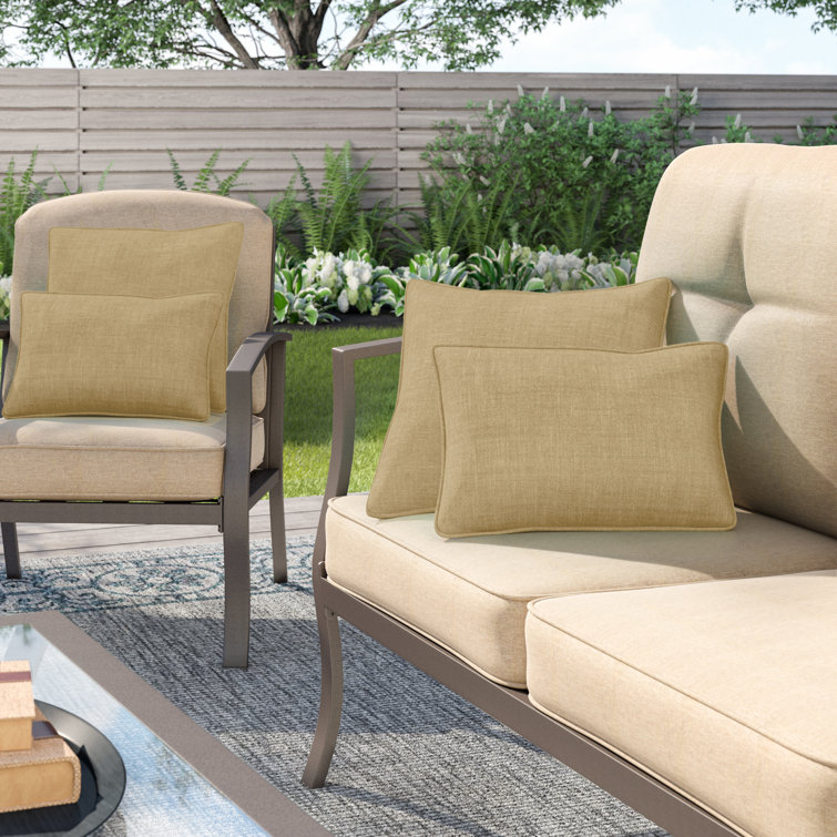 Sandstone Square Embroidered Outdoor Throw Pillow Set