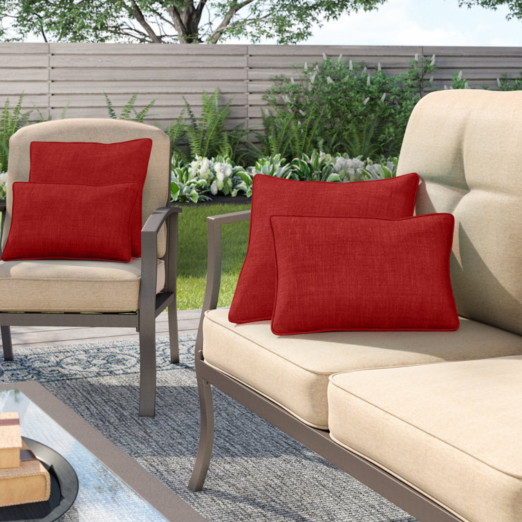 Paprika Red Indoor/Outdoor Corded Throw Pillow Set, 4 Pieces