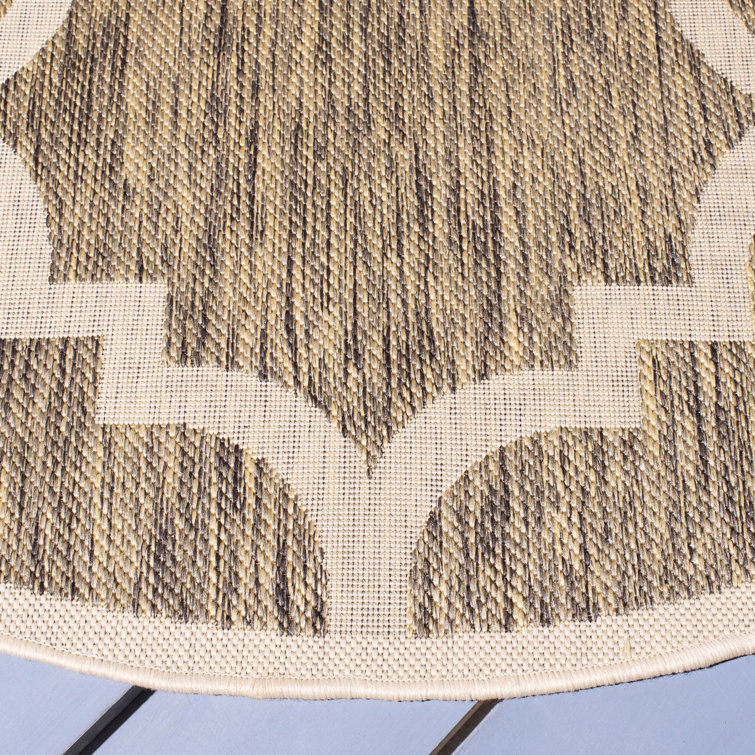 Taupe and Greige Geometric Outdoor Area Rug