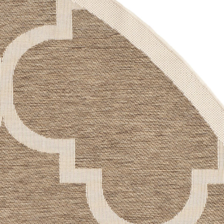Taupe and Greige Geometric Outdoor Area Rug