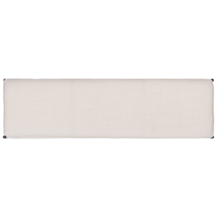 Landers Light Beige Linen Upholstered Bench with Metal Legs